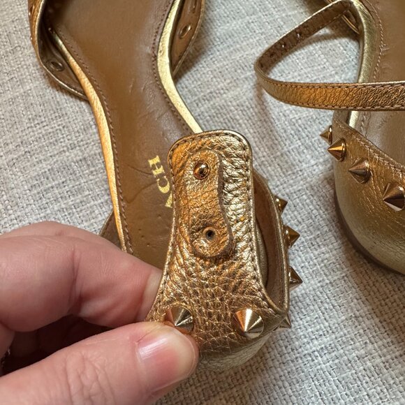 Coach Gold Studded Pointed Toe Flats Size 7B - AS-IS - Repair / Project - Picture 4 of 4